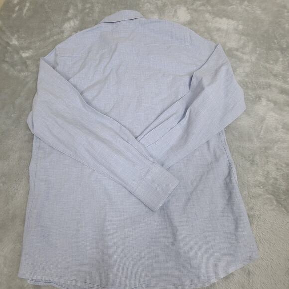 Massimo Dutti Shirt Mens Size Large Blue Houndstooth Button Up Cotton - Picture 9 of 9